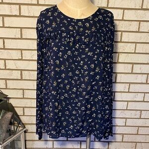 Old Navy Navy Blue Floral Blouse